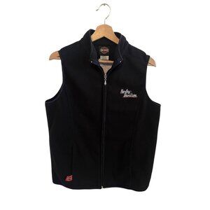 Harley Davidson Black Fleece Zip Up Vest W/ Embroidered Logo Women's Size L